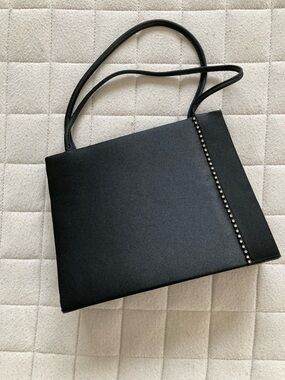Classic Black Satin Evening Bag with Stud Accent